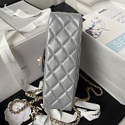 	 Bagsaaa Chanel Top Handle 24C Flap Bag in Grey Lambskin - 21cm - 5