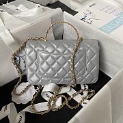 	 Bagsaaa Chanel Top Handle 24C Flap Bag in Grey Lambskin - 21cm - 4