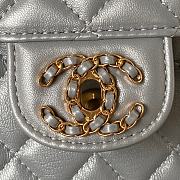 	 Bagsaaa Chanel Top Handle 24C Flap Bag in Grey Lambskin - 21cm - 3