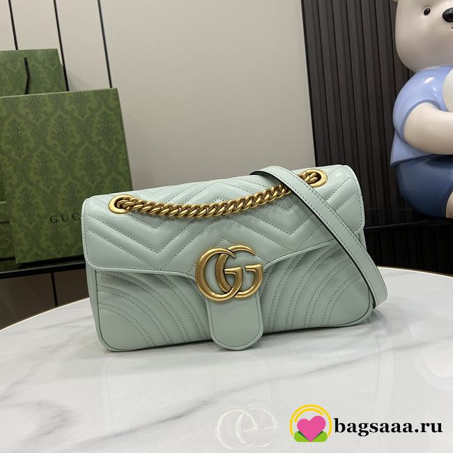 Bagsaaa Gucci GG Marmont Small Shoulder Bag Pale Green 443497 Size 26x15x7cm - 1