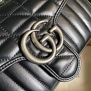 Bagsaaa Gucci GG Marmont Small Shoulder Bag Black&Silver 443497 Size 26x15x7cm - 4