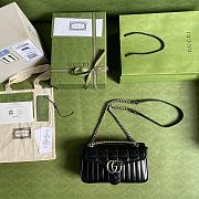 Bagsaaa Gucci GG Marmont Small Shoulder Bag Black&Silver 443497 Size 26x15x7cm - 3