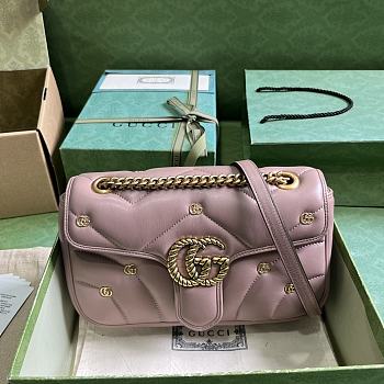 Bagsaaa Gucci GG Marmont Small Shoulder Bag Rose Beige 443497 Size 26x15x7cm