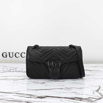 Bagsaaa Gucci GG Marmont Small Shoulder Bag Full Black 443497 Size 26x15x7cm