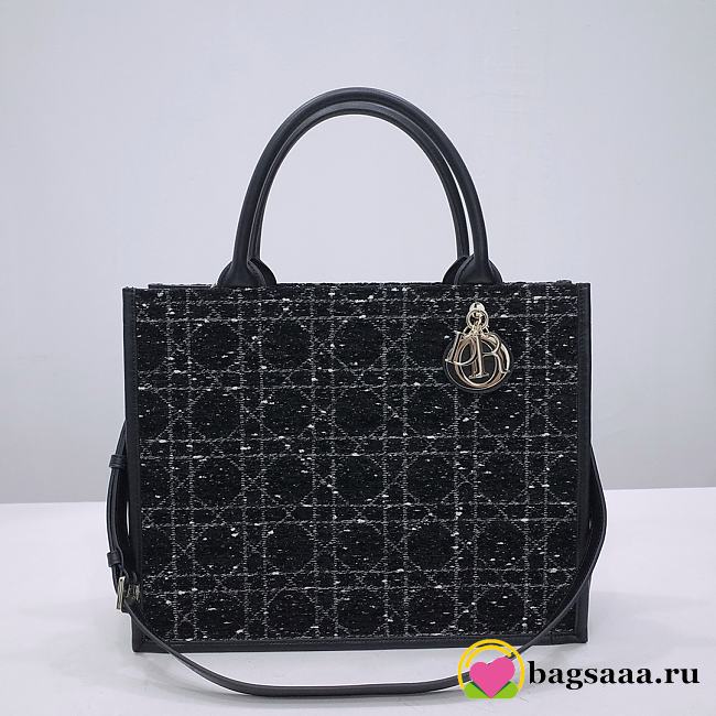 Bagsaaa Medium Dior Book Tote Black Cannage Tweed - 36.5 x 28 x 17.5 cm - 1