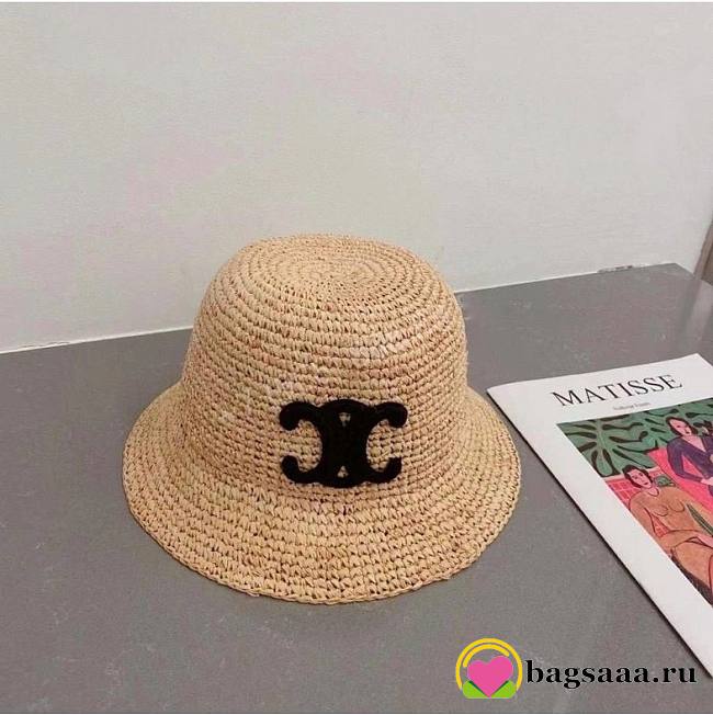 Bagsaaa Celine Triomphe Bucket Hat In Raffia - 1