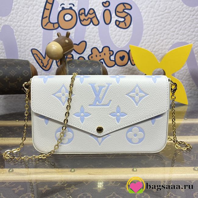 Bagsaaa Louis Vuitton M83025 Félicie Pochette Latte/Candy Blue - 21x12x 3 cm - 1