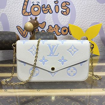 Bagsaaa Louis Vuitton M83025 Félicie Pochette Latte/Candy Blue - 21x12x 3 cm