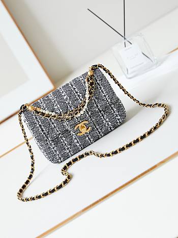 Bagsaaa Chanel Mini Flap Bag AS4384 Black & White Tweed - 14.5 × 19.5 × 7.5 cm