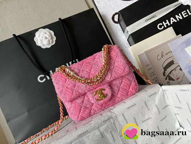 Bagsaaa Chanel Mini Flap Bag AS4385 Pink Tweed - 12.5 × 17 × 5 cm - 1