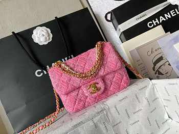 Bagsaaa Chanel Mini Flap Bag AS4385 Pink Tweed - 12.5 × 17 × 5 cm