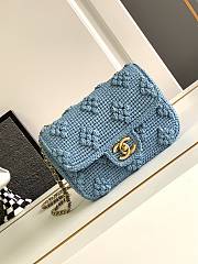 Bagsaaa Chanel Mini Flap Bag Raffia Effect Blue AS4518 - 12.5 × 19.5 × 6.5 cm - 1