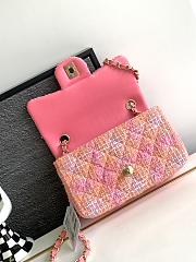 Bagsaaa Chanel Mini Flap Bag Tweed Orange & Pink A69900 - 12 × 20 × 6 cm - 4