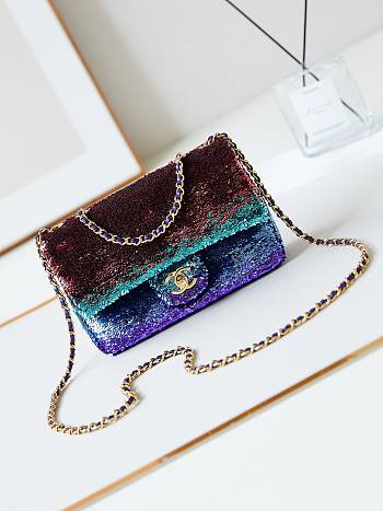 Bagsaaa Chanel Small Flap Bag Gradient Sequins Multicolour AS4561 - 14 × 21 × 8 cm