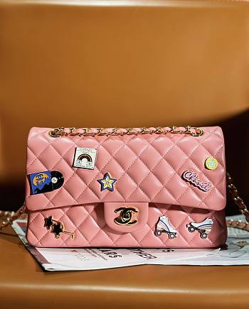 Bagsaaa Chanel Classic Handbag A01112 Coral Pink - 15.5 × 25.5 × 6.5 cm