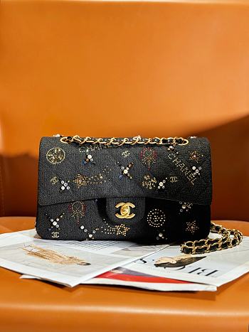 Bagsaaa Chanel Small Classic Handbag A01113 Black Tweed - 14.5 × 23 × 6 cm