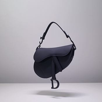Bagsaaa Dior Mini Saddle Bag Black Ultramatte Calfskin - 21 x 18 x 5 cm