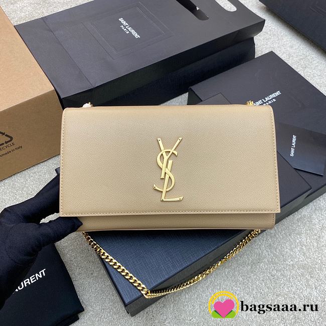 Bagsaaa YSL Kate Medium In Grain De Poudre Embossed Leather Beige 364021 - 24x14.5x5cm - 1