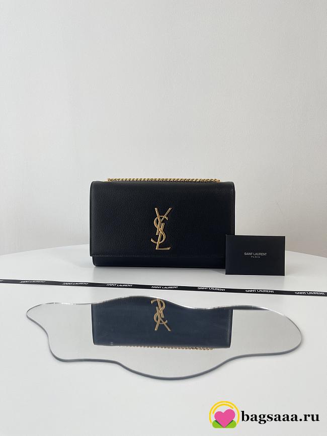 Bagsaaa YSL Kate Medium In Grain De Poudre Embossed Leather Black/Gold Hardware 364021 - 24x14.5x5cm - 1