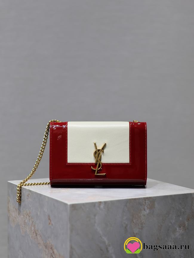 Bagsaaa YSL Kate Small In Nappa Leather White/Red 742580 - 20x13.5x6cm - 1