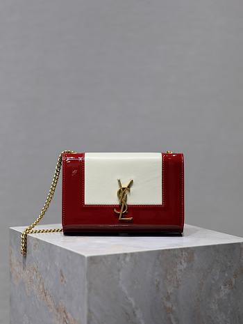 Bagsaaa YSL Kate Small In Nappa Leather White/Red 742580 - 20x13.5x6cm