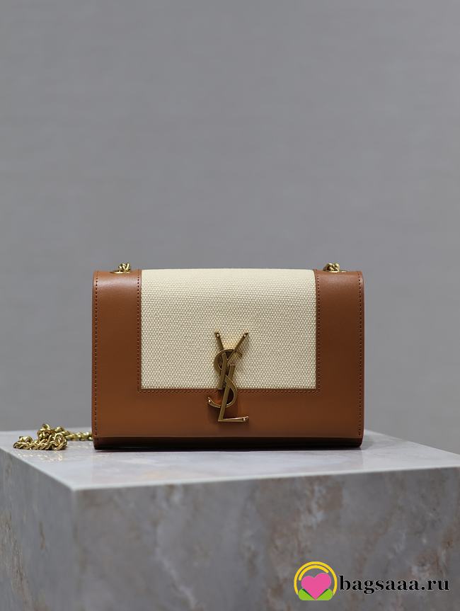 Bagsaaa YSL Kate Small In Canvas And Leather Brown&Beige 742580 - 20x13.5x6cm - 1