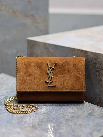 Bagsaaa YSL Kate Small In Suede 469390 Camel Brown - 20 X 12.5 X 5 CM