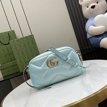 Bagsaaa Gucci GG Marmont Small Shoulder Bag 447632 Blue Iridescent - 24 x 13 x 7cm