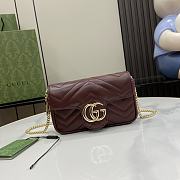 Bagsaaa Gucci GG Marmont Super Mini Bag 476433 Dark Red - 16.5x10x4.5cm - 1