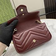 Bagsaaa Gucci GG Marmont Super Mini Bag 476433 Dark Red - 16.5x10x4.5cm - 2