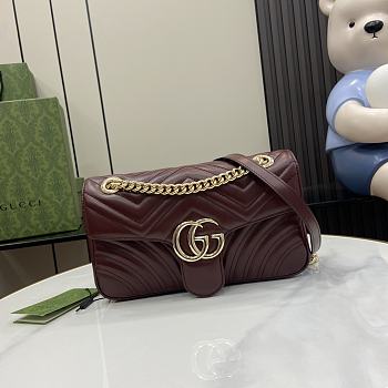 Bagsaaa Gucci GG Marmont Small Shoulder Bag Dark Red 443497 - 26x15x7cm