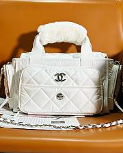 Bagsaaa Chanel Large Bowling Bag Nylon & Silver-Tone Metal White AS4364 - 16 × 35 × 20 cm - 1