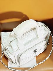 Bagsaaa Chanel Large Bowling Bag Nylon & Silver-Tone Metal White AS4364 - 16 × 35 × 20 cm - 5