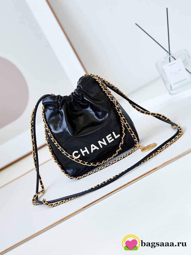 Bagsaaa Chanel 22 Mini Handbag Black & White Letter AS3980 - 20 × 19 × 6 cm - 1