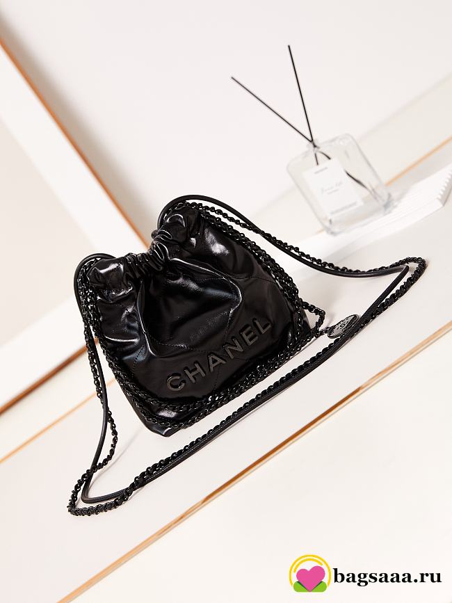 Bagsaaa Chanel 22 Mini Handbag Full Black Letter AS3980 - 20 × 19 × 6 cm - 1