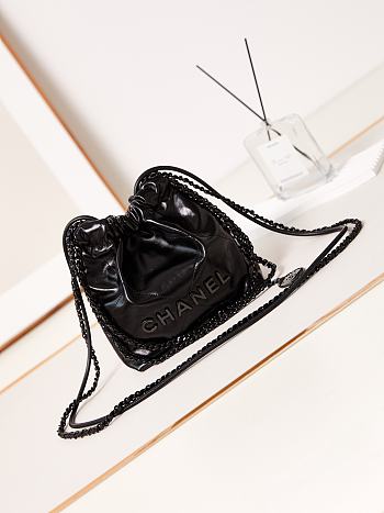 Bagsaaa Chanel 22 Mini Handbag Full Black Letter AS3980 - 20 × 19 × 6 cm
