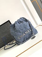 Bagsaaa Chanel 22 Mini Handbag Denim & Silver AS3980 - 20 × 19 × 6 cm - 1