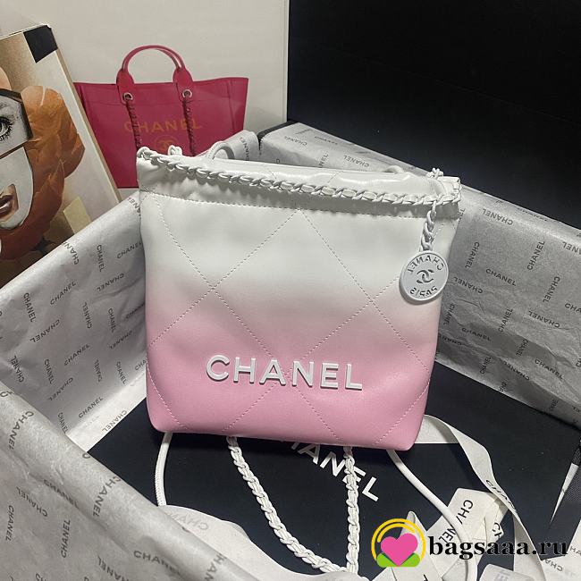 Bagsaaa Chanel 22 Mini Handbag White & Light Pink AS3980 - 20 × 19 × 6 cm - 1