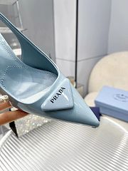 Bagsaaa Prada Leather Slingback Pumps Blue 7.5cm - 3