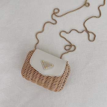 Bagsaaa Wicker And Leather Mini Bag - 10x7cm