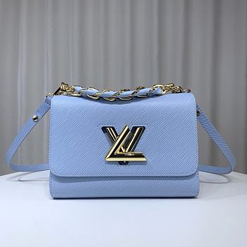 Bagsaaa Louis Vuitton Twist MM Bleu Nuage Blue M21721 - 23x17x9.5 cm