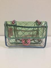 Bagsaaa Chanel Flap Bag Transparent PVC/Lambskin Silver-Tone Blue/Green/Pink - 1