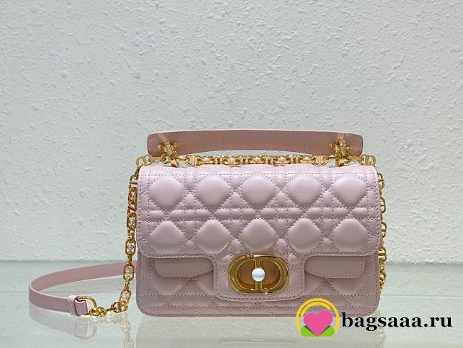 Bagsaaa Mini Dior Jolie Top Handle Bag Powder Pink Cannage Calfskin - 22 x 14 x 8 cm - 1