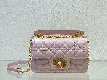 Bagsaaa Mini Dior Jolie Top Handle Bag Powder Pink Cannage Calfskin - 22 x 14 x 8 cm