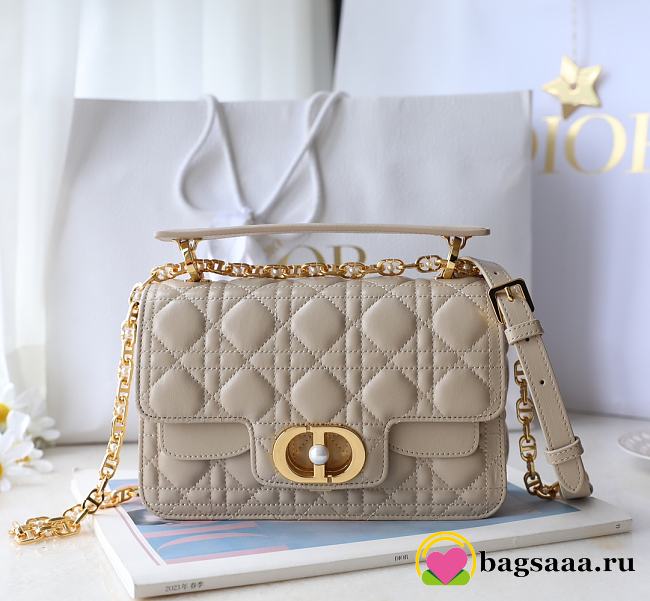 Bagsaaa Small Dior Jolie Top Handle Bag Beige Cannage Calfskin - 22 x 14 x 8 cm - 1