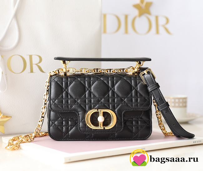 Bagsaaa Mini Dior Jolie Top Handle Bag Black Cannage Calfskin - 19 x 12 x 6 cm - 1