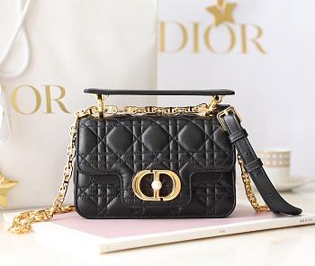 Bagsaaa Mini Dior Jolie Top Handle Bag Black Cannage Calfskin - 19 x 12 x 6 cm