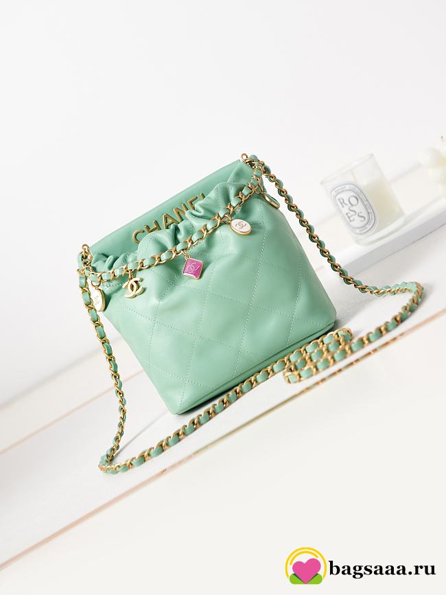 Bagsaaa Chanel Small Bucket Bag AS3793 Light Green - 17×16×7 cm - 1