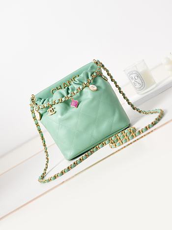 Bagsaaa Chanel Small Bucket Bag AS3793 Light Green - 17×16×7 cm