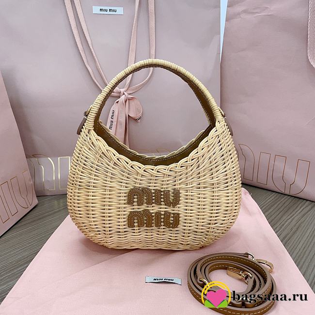 Bagsaaa Miumiu Wander Wicker Hobo Bag Size 20x17x6 cm - 1